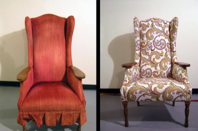 Vintage side chair before and after upholstery