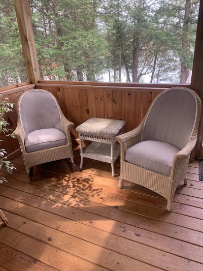 Rattan porch chairs reupholstered