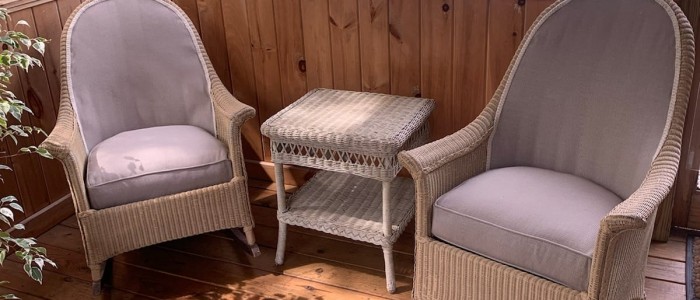 Rattan porch chairs reupholstered